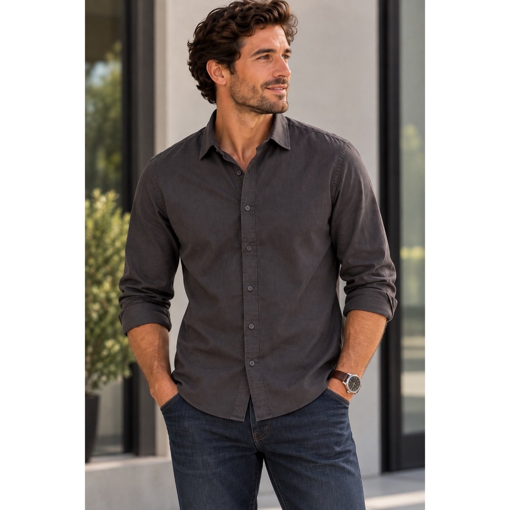 UNTUCKit Men's Size L Charcoal Button Down Shirt Business Casual